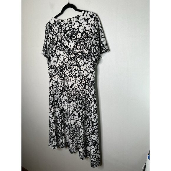 Chaps Woman Black Empire Waist  Fit & Flare Stretch Dress Short Sleeve Size XL - Picture 5 of 11